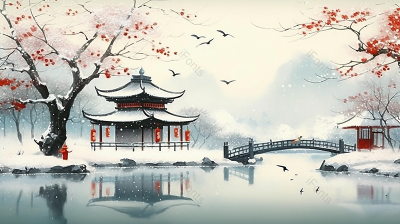 唯美传统中国风雪天水墨画背背景,插画/手绘图,插画/手绘图库,插画/手绘图下载,插画/手绘